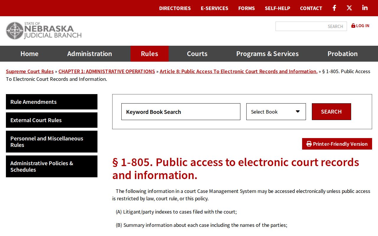Loup County court dates public electronic records rule