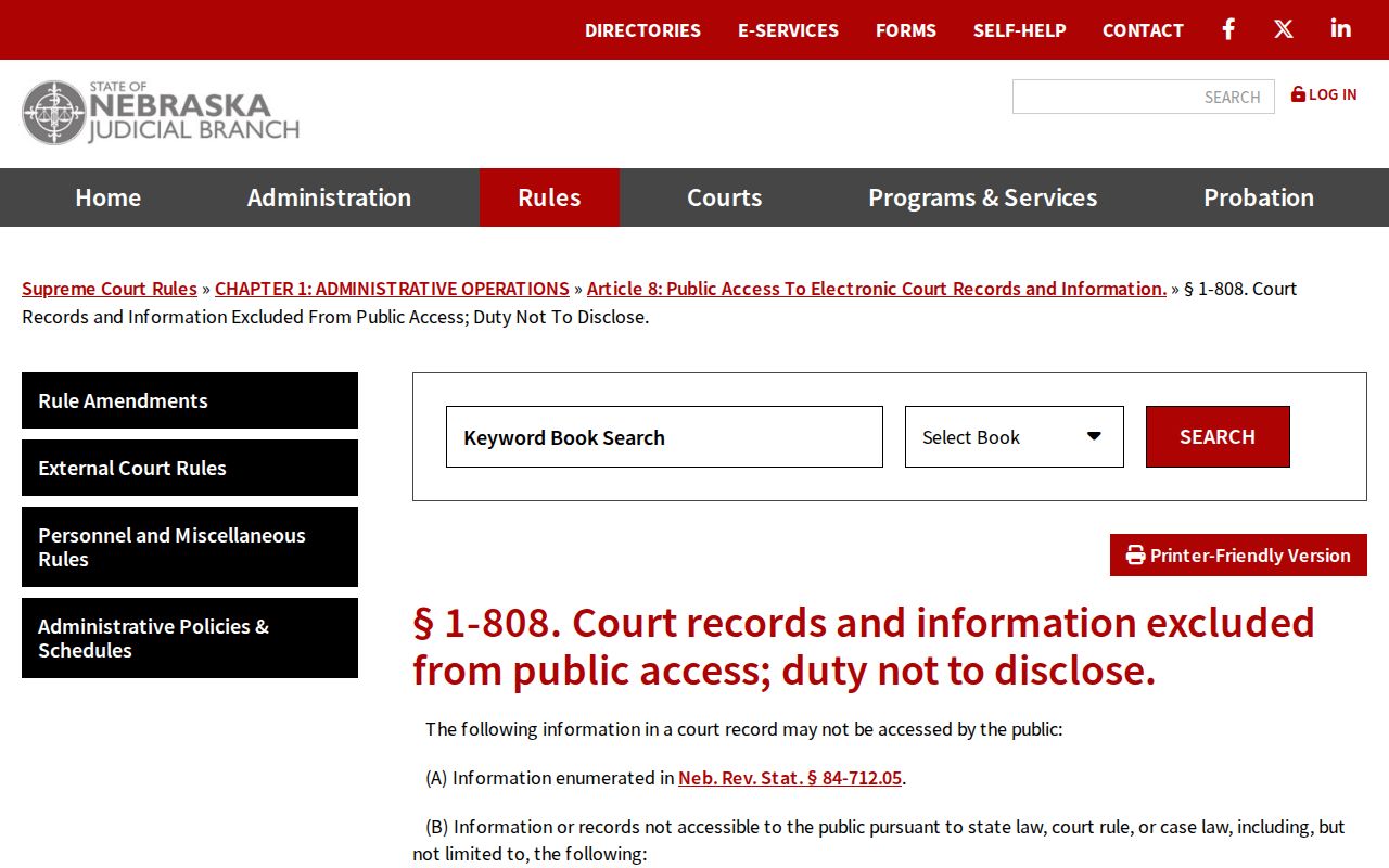 Loup County court record search restricted and sealed record access rule