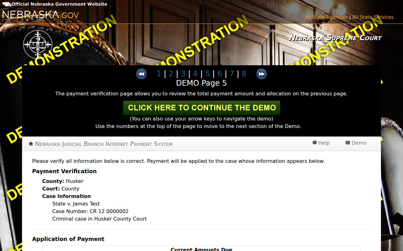 Loup County criminal docket anonymized criminal payment verification example