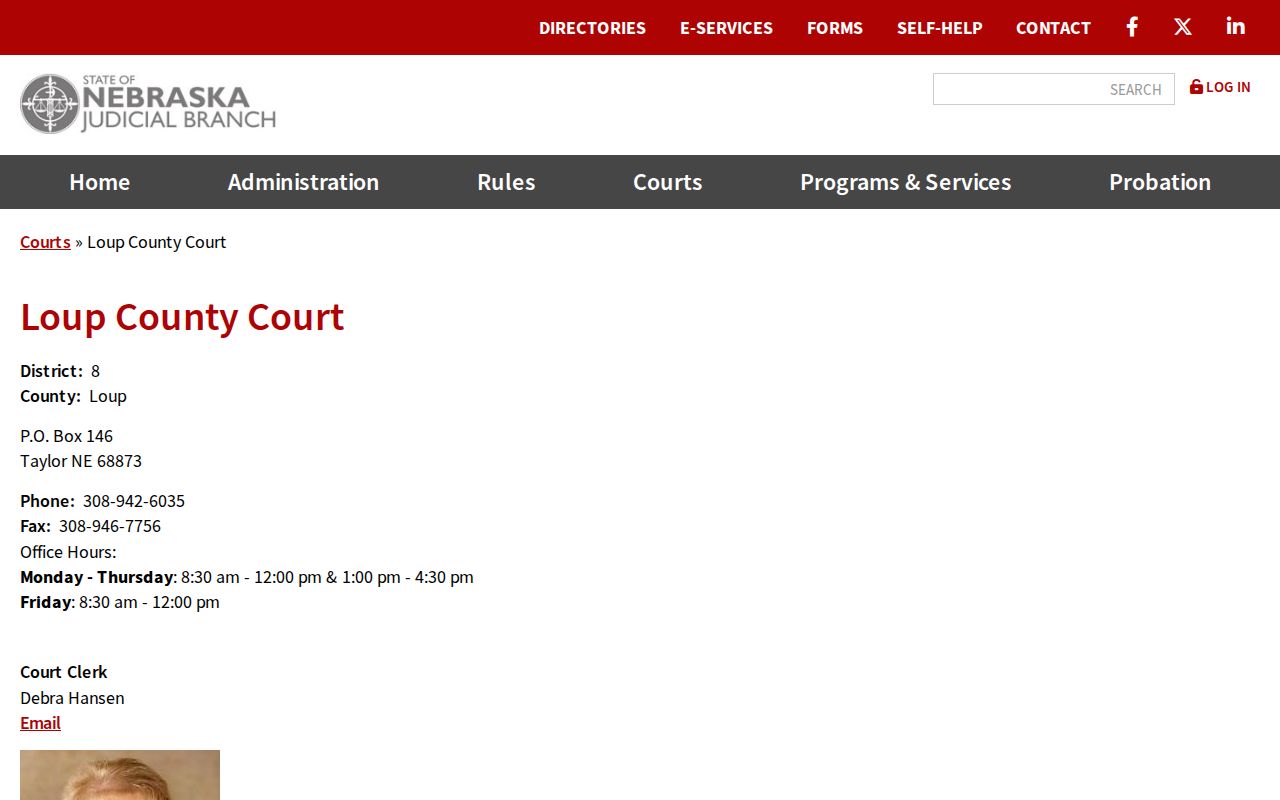 Loup County court docket County Court contact listing