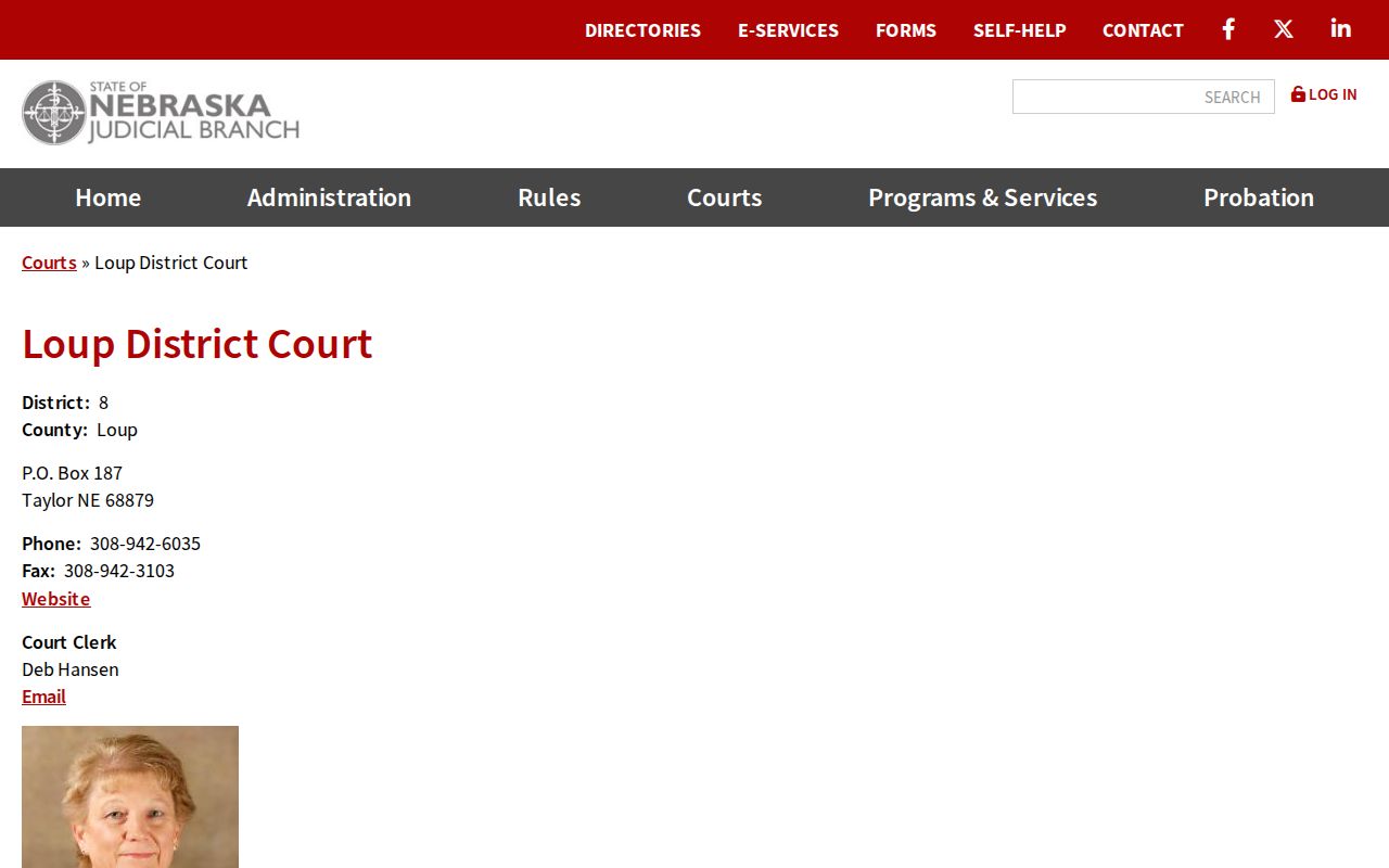 Loup County court docket District Court contact listing