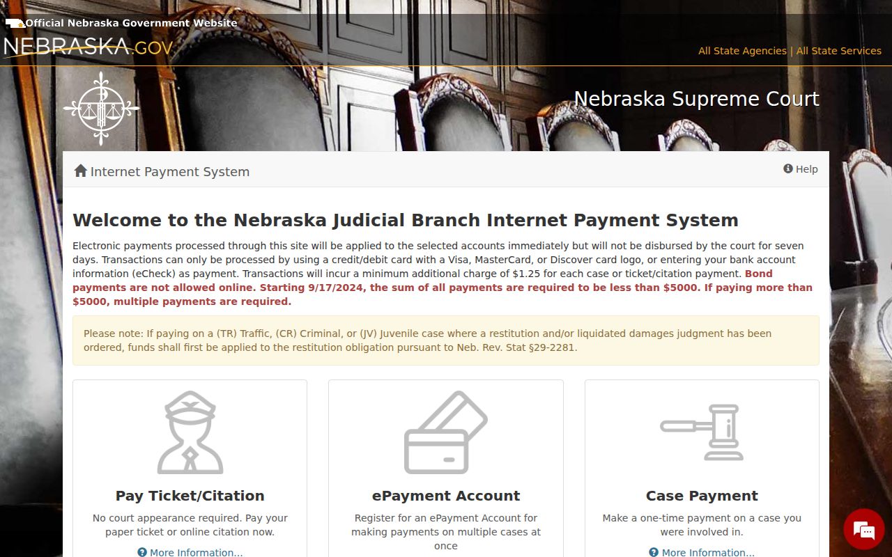 Loup County traffic tickets Nebraska ePayments payment options