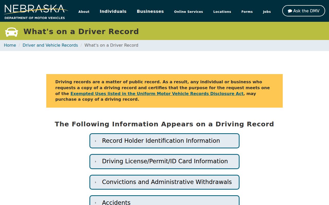 Loup County traffic tickets court record and DMV record distinction